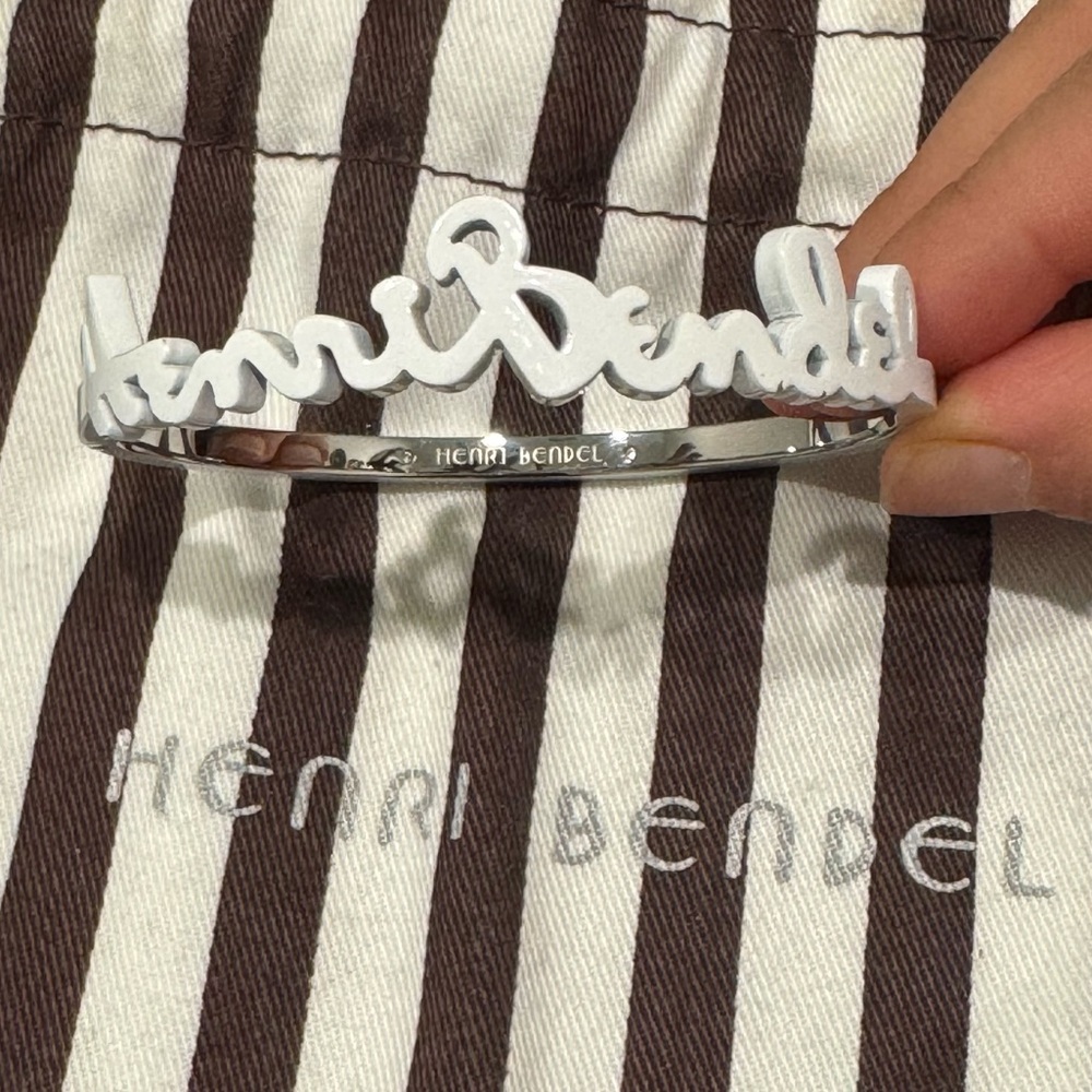 Henri‎ Bendel Skinny Script White Bangle Bracelet